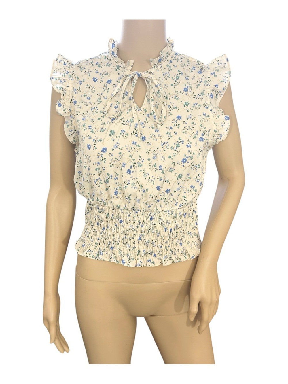 Paper Crane Floral Blouse V-Neck Sz M Summer Romantic Indie Boho Fairy Smocked